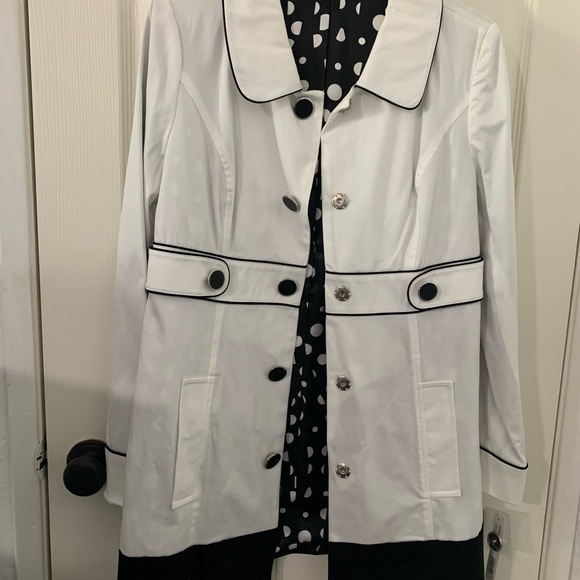 Apt.9 Misses Coat, Size: Medium, Color: White/Black with White Polka Dots - Picture 1 of 8